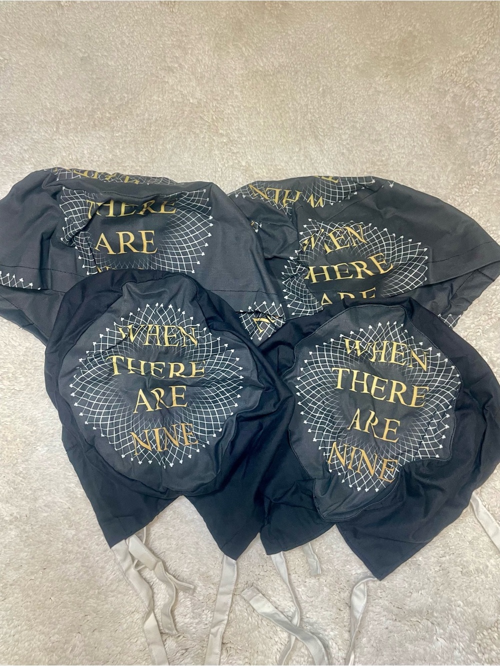Set of 4 RBG "When There Are Nine" Surgical Scrub Caps Ties